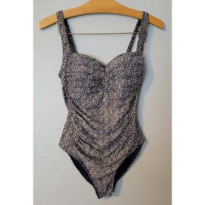 Niptuck Joanna Nautical Foil Navy/Gold Slimming  Shaping One Piece Swim Suit 6